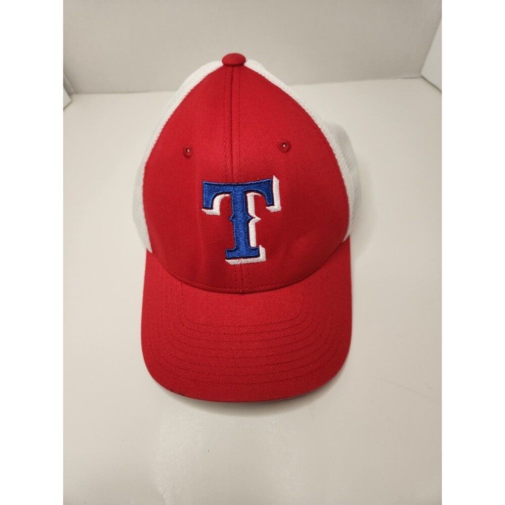 Texas Rangers Hat Cap Snap Back Trucker Mesh MLB Baseball Red 110 Flexfit Tech
